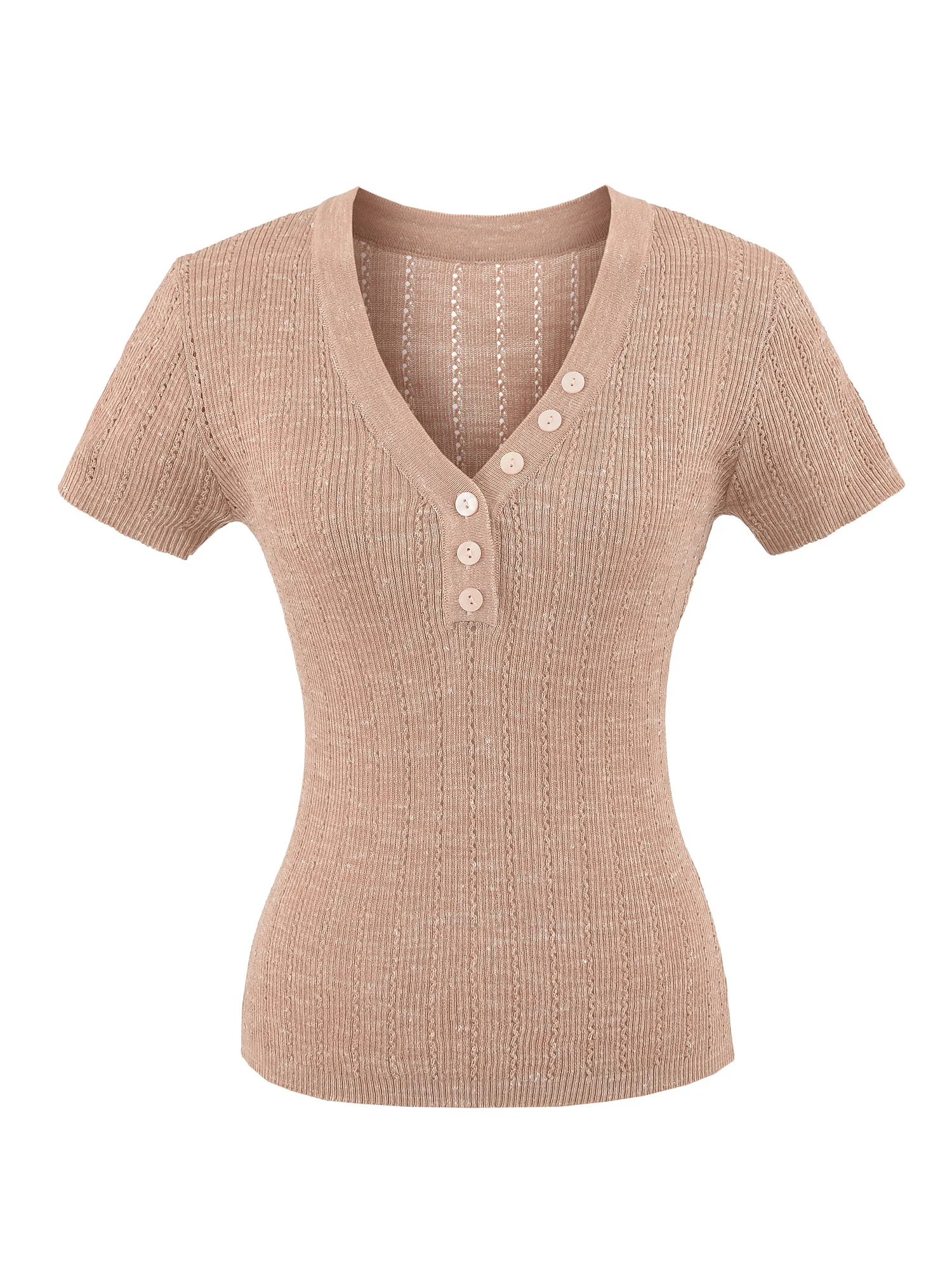 Slim Fit Knitwear Short Sleeve Button Hollow out Thin V Neck Pullover Women's Versatile Top Money Bag Style Summer Fashion
Slim Fit Knitwear Short Sleeve Button Hollow out Thin V Neck Pullover Women's Versatile Top Money Bag Style Summer Fashion