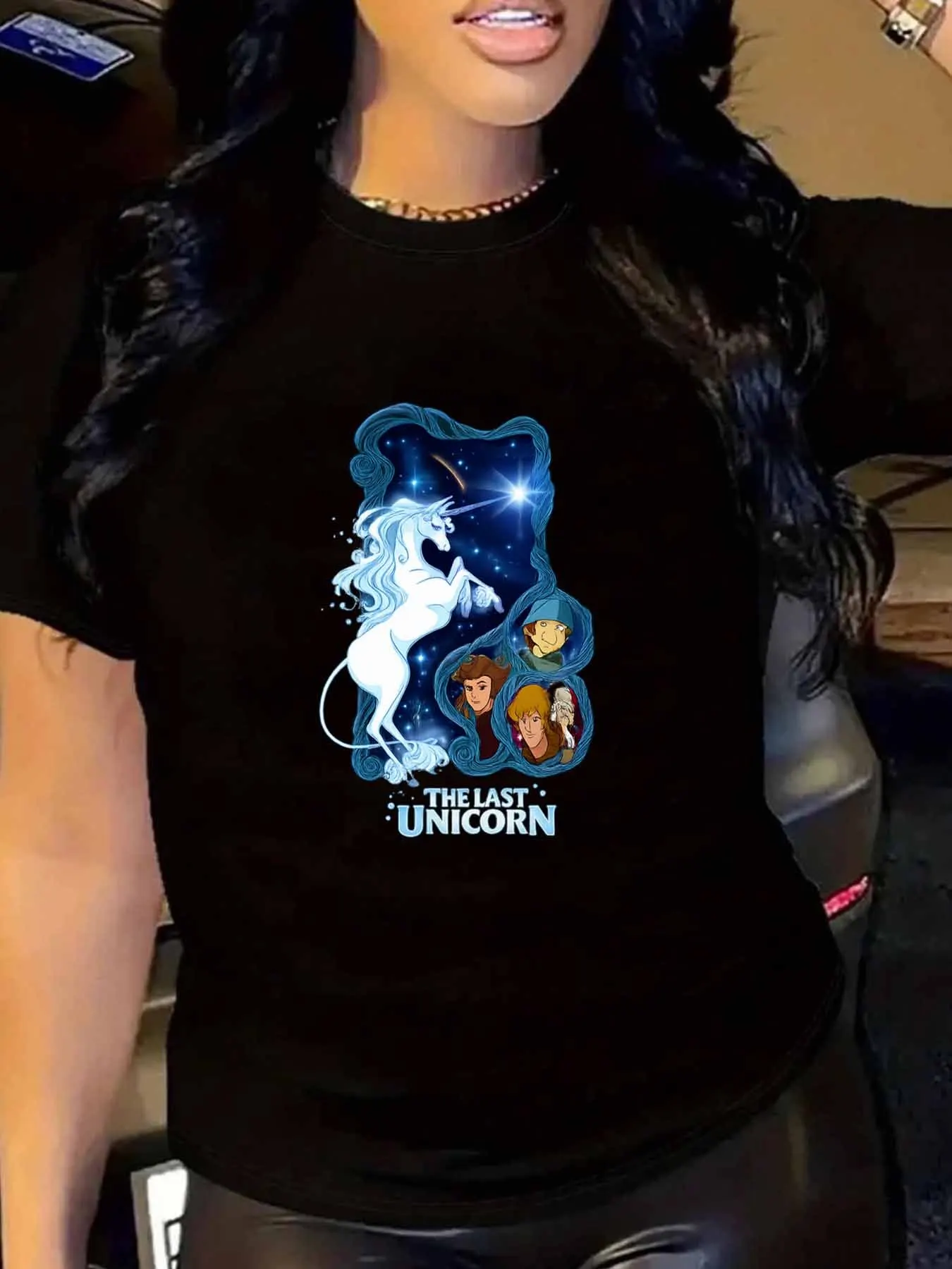 【WY1320198】White horse character Plus size women's round neck short sleeve T-shirt with elastic half sleeves and trendy prints
【WY1320198】White horse character Plus size women's round neck short sleeve T-shirt with elastic half sleeves and trendy prints