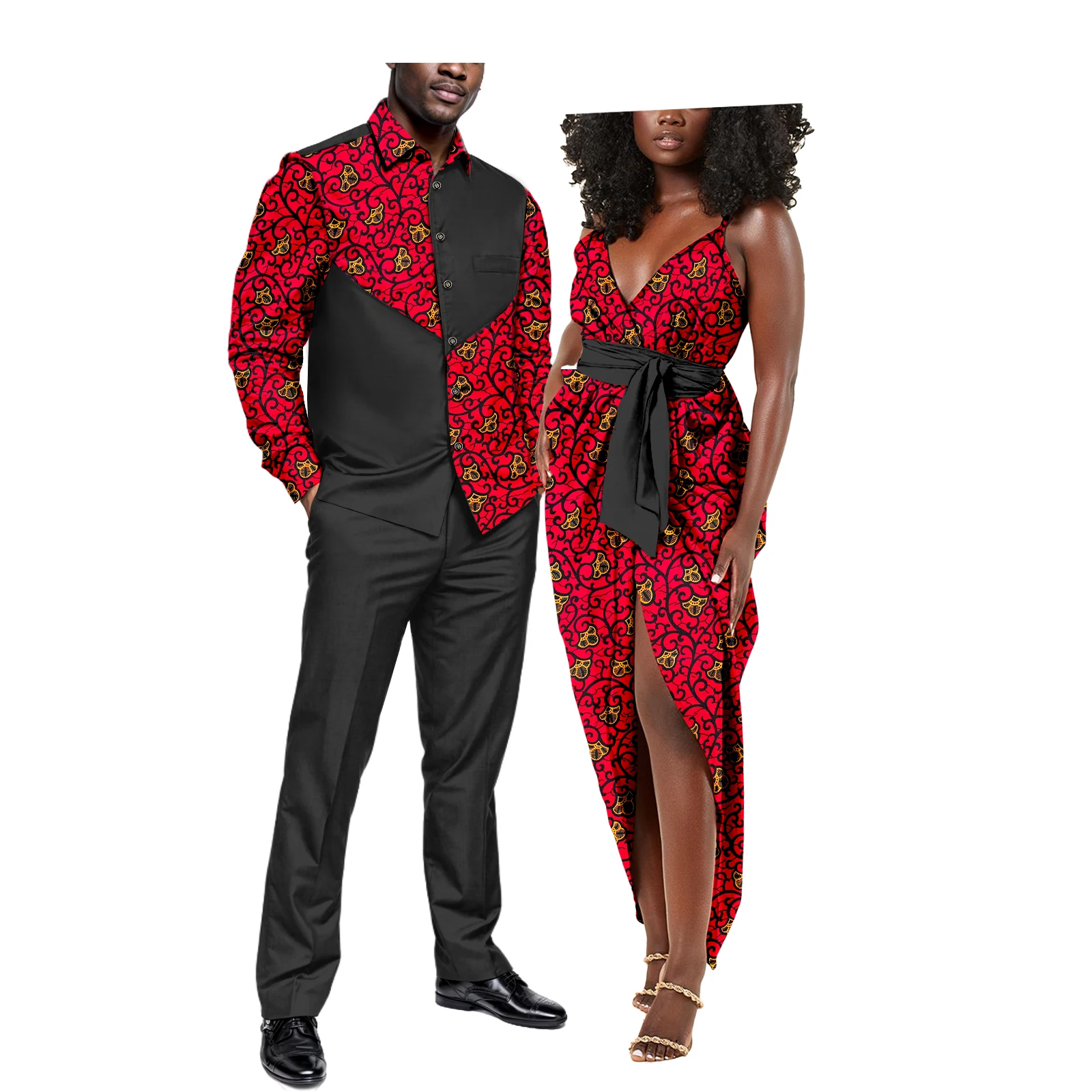 African Traditional Couple Outfits Men Long Shirts Suit Dashiki Women's Slim Ankara Printed Top and Trousers Set
African Traditional Couple Outfits Men Long Shirts Suit Dashiki Women's Slim Ankara Printed Top and Trousers Set