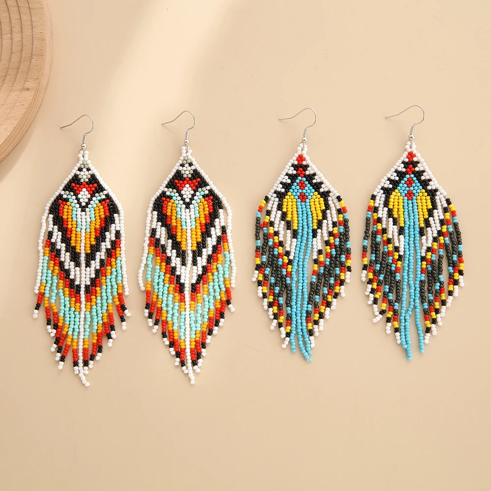 Rice bead earrings Tassel Geometry Design Originality Hand knitting Bohemia Alloy Fashion Simple Beaded earrings
Rice bead earrings Tassel Geometry Design Originality Hand knitting Bohemia Alloy Fashion Simple Beaded earrings