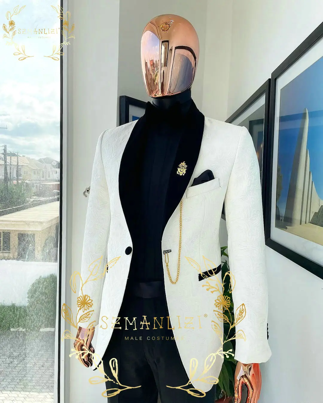White Floral Groom Tuxedos For Wedding 2 Piece Slim Fit Velvet Shawl Lapel Men Suits Tailor-Made Male Best Man Blazer With Pants
White Floral Groom Tuxedos For Wedding 2 Piece Slim Fit Velvet Shawl Lapel Men Suits Tailor-Made Male Best Man Blazer With Pants