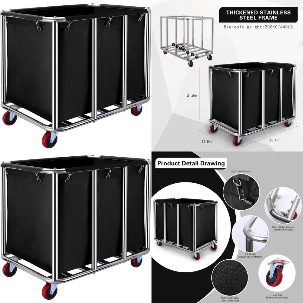 Сверхмощная тележка для белья объемом 440 фунтов со стальным каркасом и водонепроницаемой тканью Оксфорд на колесах
Сверхмощная тележка для белья объемом 440 фунтов со стальным каркасом и водонепроницаемой тканью Оксфорд на колесах