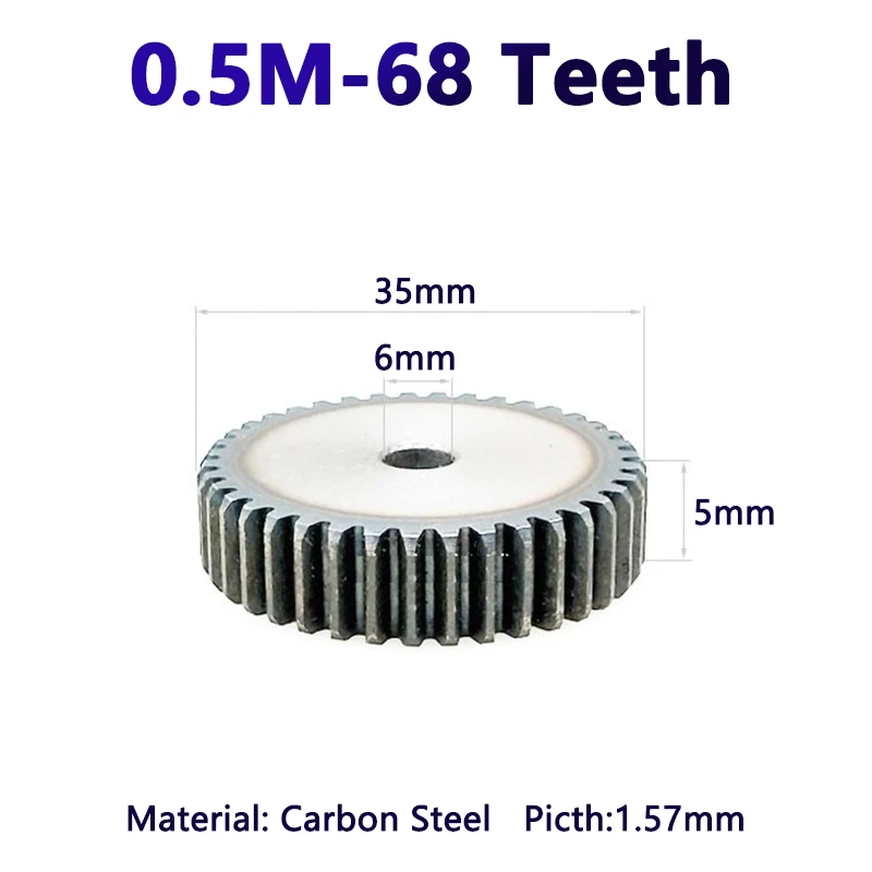 1pcs 68 Teeth 0.5M Spur Gear 0.5 Module 68T Cylindrical Spur Gear Bore 6mm Carbon Steel Precision Micro Transmission Gear
1pcs 68 Teeth 0.5M Spur Gear 0.5 Module 68T Cylindrical Spur Gear Bore 6mm Carbon Steel Precision Micro Transmission Gear
