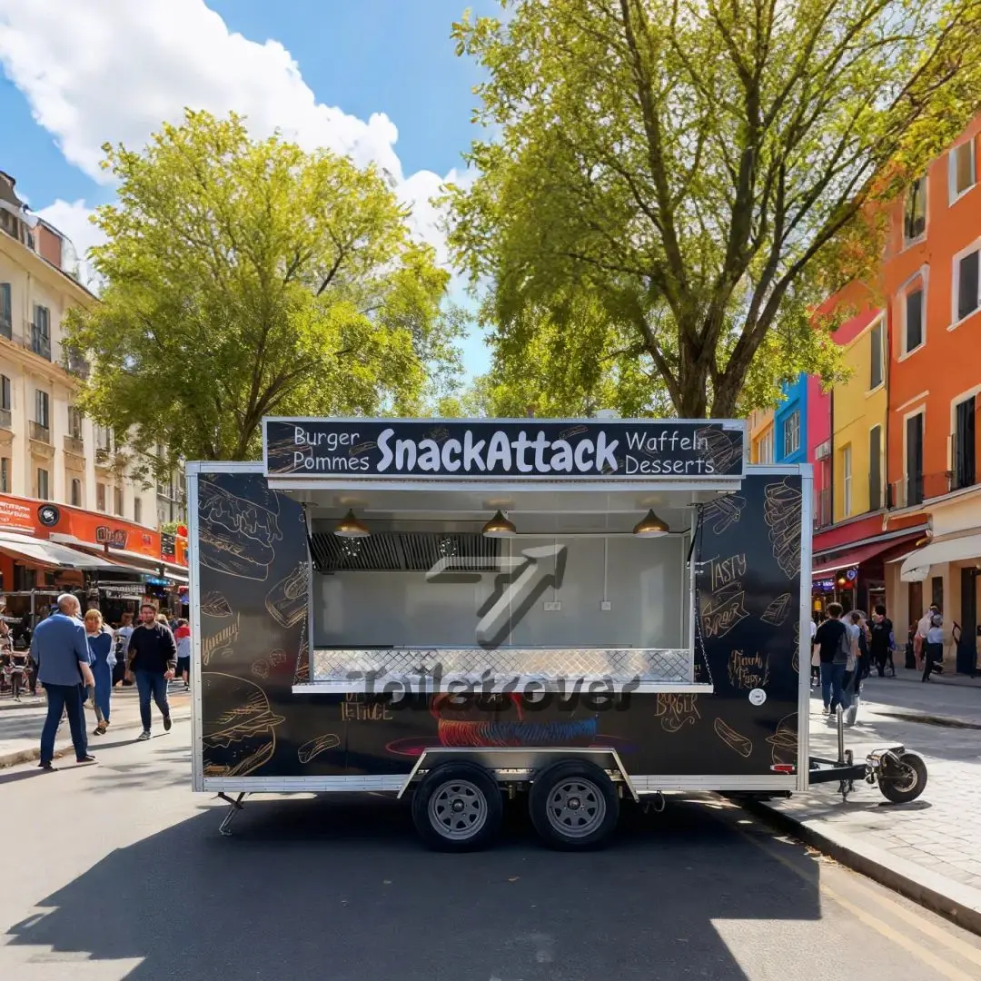 Black Food Trailer Colorful Hamburger Fries Pattern Strong Visual Appeal Mobile Kitchen Stand for Street Food
Black Food Trailer Colorful Hamburger Fries Pattern Strong Visual Appeal Mobile Kitchen Stand for Street Food
