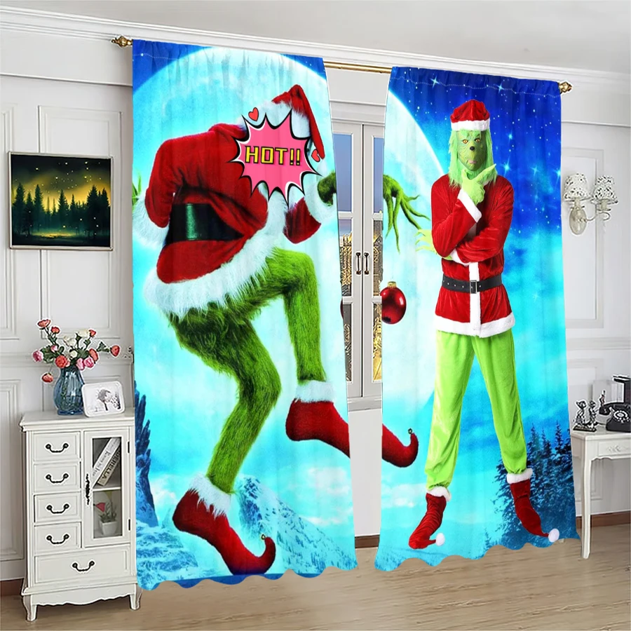 Green Santa Claus printed curtains, pole bag curtains, Christmas decorations, home decorations, room decorations
Green Santa Claus printed curtains, pole bag curtains, Christmas decorations, home decorations, room decorations