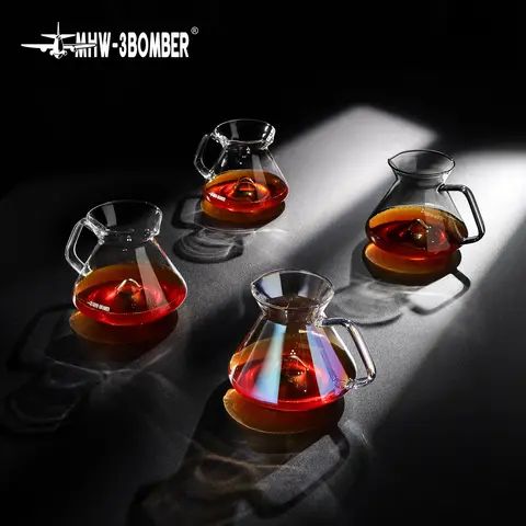 Coffee MHW-3BOMBER Server MHW-3BOMBER Hill Coffee Server Guide Extraction Pour Over Coffee Server Ergonomic Handle High-Borosilicate Glass For Barista
