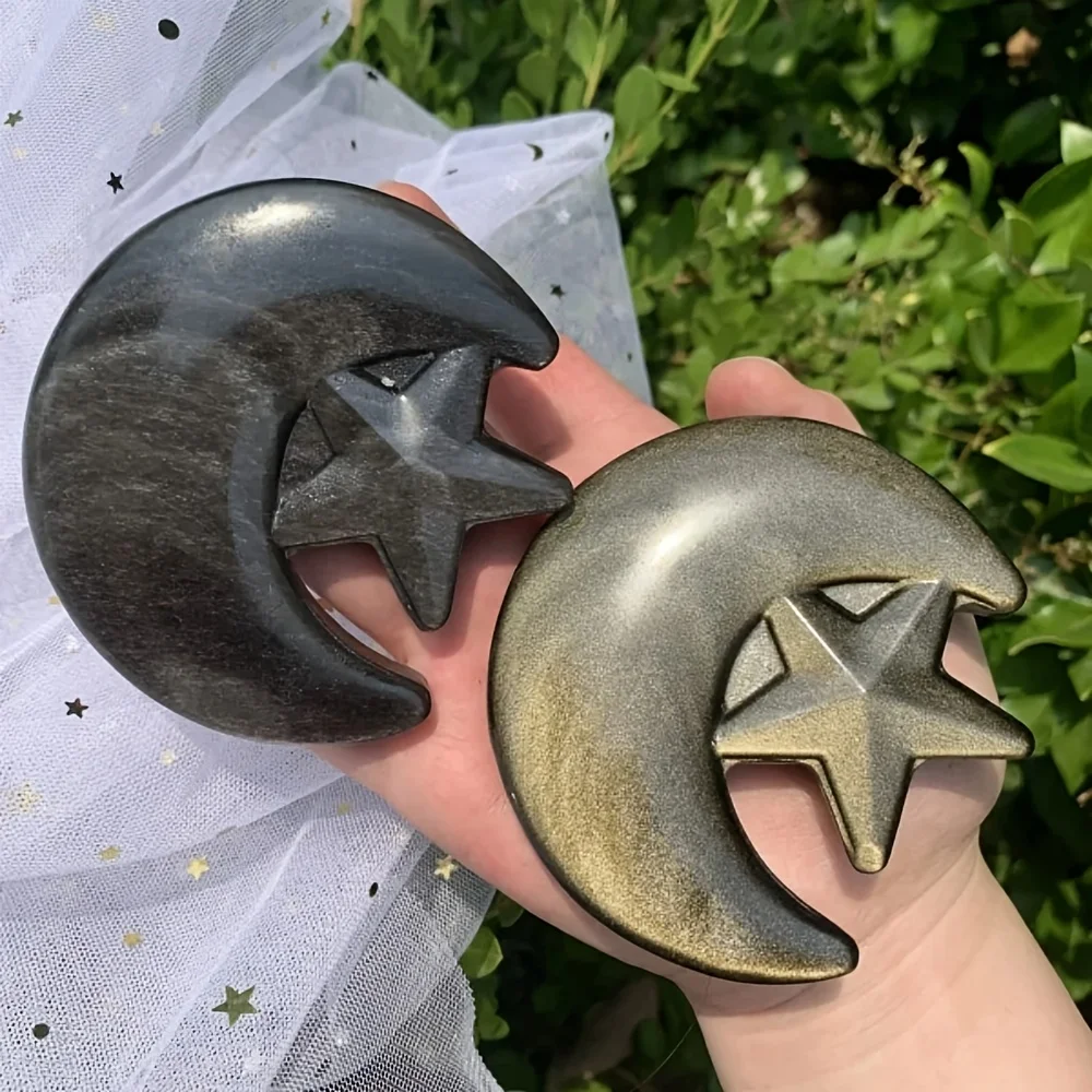 1pc Silvery/Golden Obsidian Moon and Star Carving - Bohemian Home Decor for Christmas, Thanksgiving, Halloween, Easter, Birthday
1pc Silvery/Golden Obsidian Moon and Star Carving - Bohemian Home Decor for Christmas, Thanksgiving, Halloween, Easter, Birthday