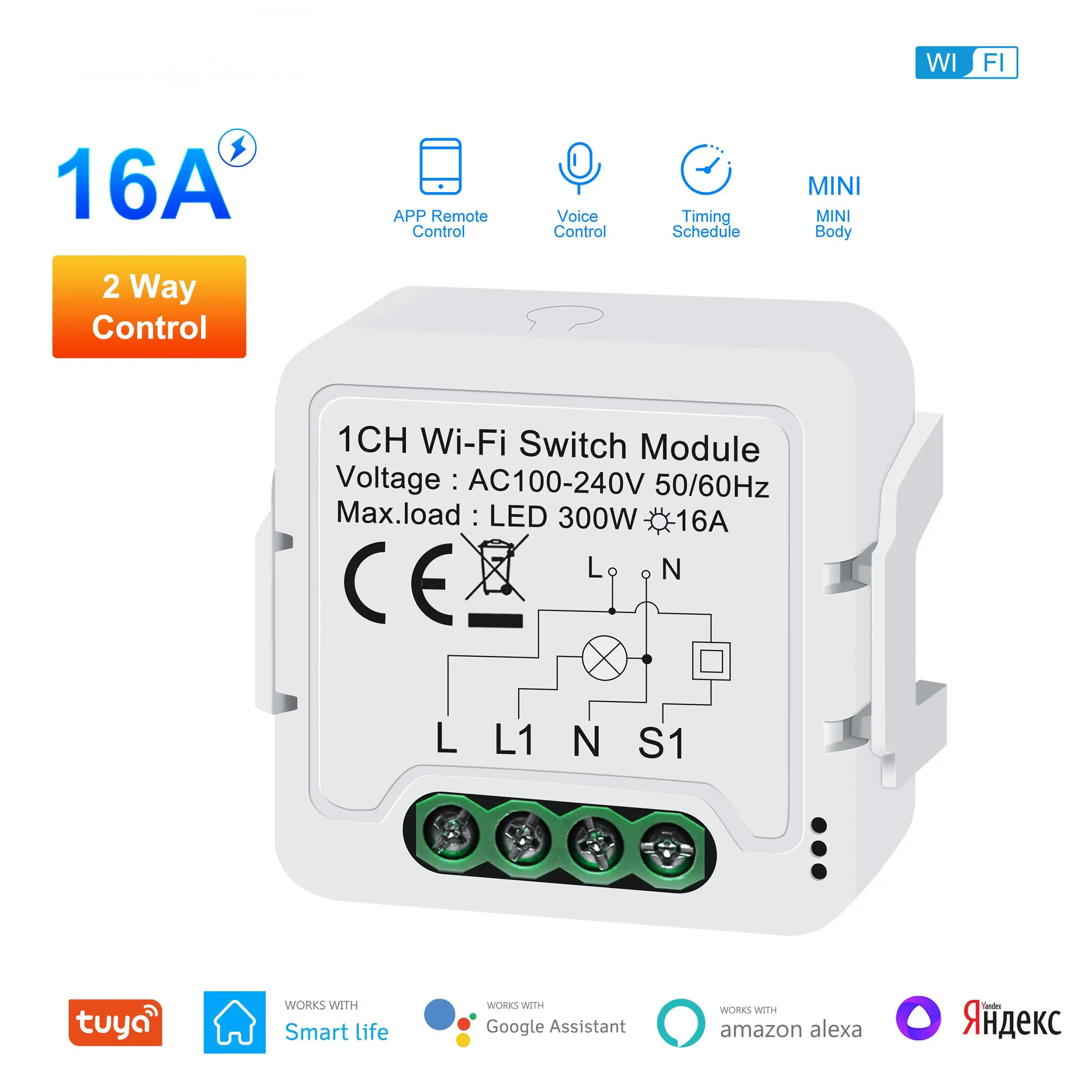 Модуль переключателя Wi-Fi Tuya 16A, автоматизация умного дома, универсальный выключатель «сделай сам», 2-стороннее управление, работает с Alice Alexa Google Home
Модуль переключателя Wi-Fi Tuya 16A, автоматизация умного дома, универсальный выключатель «сделай сам», 2-стороннее управление, работает с Alice Alexa Google Home