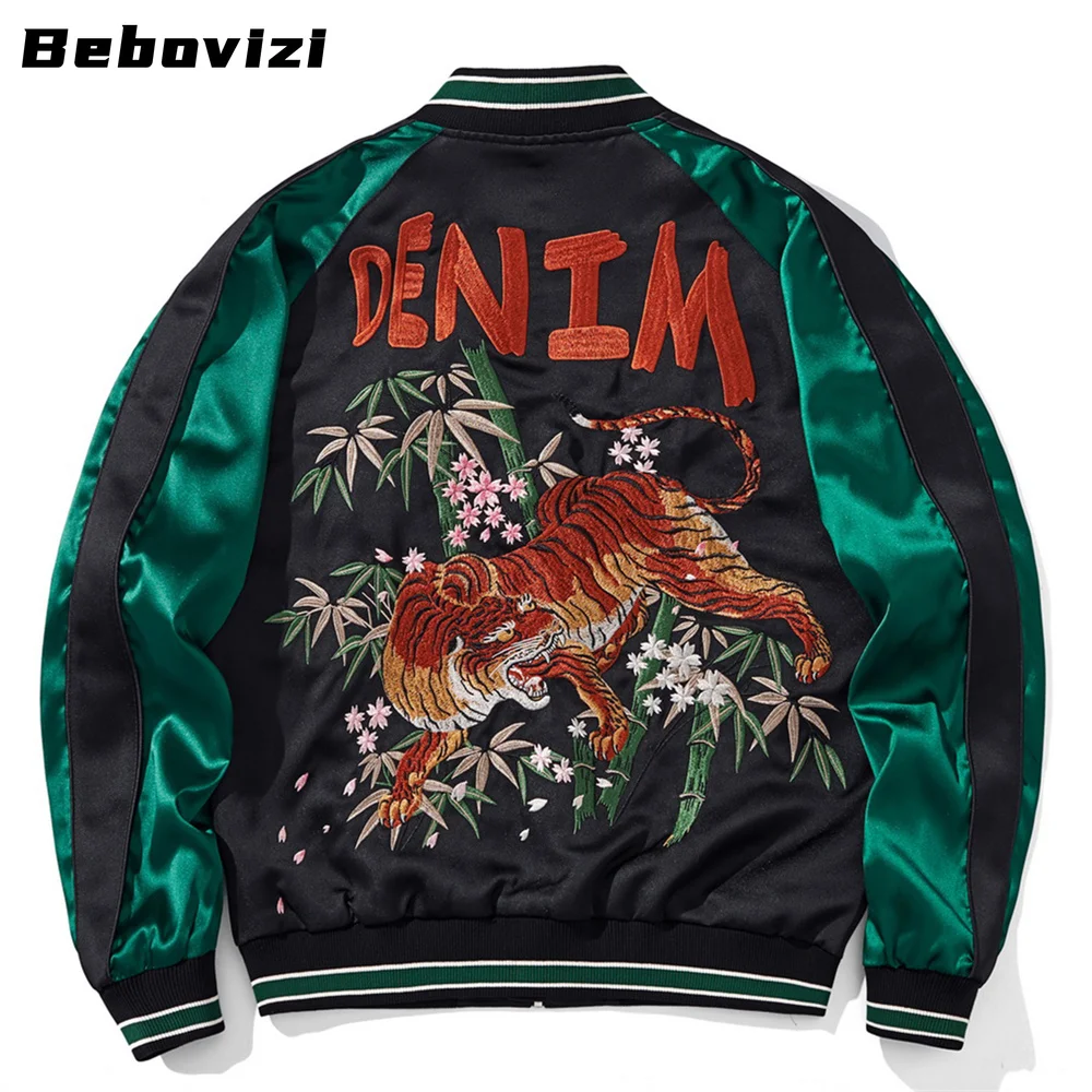 Stylish Japanese Jacket with Tiger and Bamboo Embroidery - Streetwear with Green Contrast Sleeves for Urban Fashion Enthusiasts
Stylish Japanese Jacket with Tiger and Bamboo Embroidery - Streetwear with Green Contrast Sleeves for Urban Fashion Enthusiasts