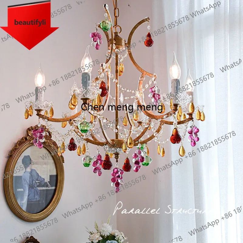 a50 French living room lights vintage aged grape bunches crystal chandeliers American retro three-color dimming
a50 French living room lights vintage aged grape bunches crystal chandeliers American retro three-color dimming