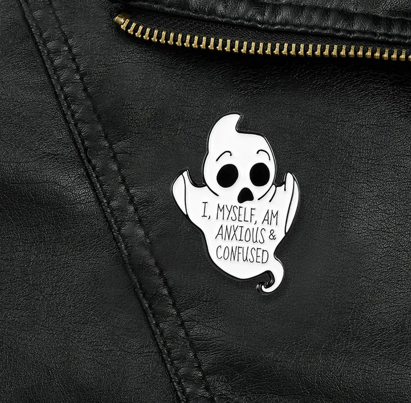 Cute Ghost Baby Enamel Pin Custom Brooches for Shirt Lapel Bag ANXIOUS CONFUSED Badge Halloween Jewelry Gift for Friends
Cute Ghost Baby Enamel Pin Custom Brooches for Shirt Lapel Bag ANXIOUS CONFUSED Badge Halloween Jewelry Gift for Friends