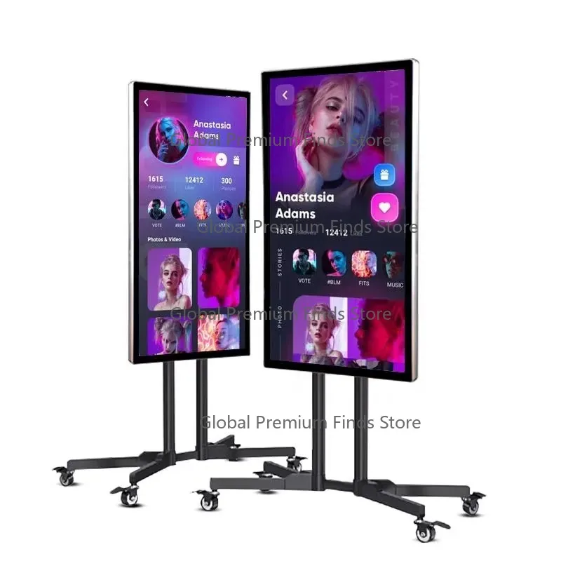 Live Streaming Equipment Stand - 32/43/55 Inch Smart Mobile Live Interactive Screen for Broadcast