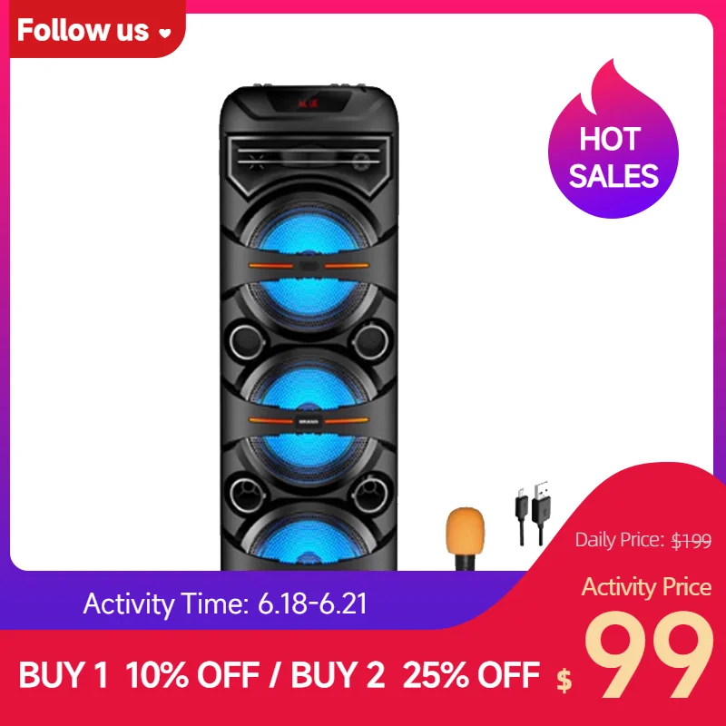 Bluetooth Speakers 8.5Inch X 2 25W Wireless LED Light Party DJ Stage Speakers Multimedia Karaoke Woofer Sound Box Bluetooth
Bluetooth Speakers 8.5Inch X 2 25W Wireless LED Light Party DJ Stage Speakers Multimedia Karaoke Woofer Sound Box Bluetooth