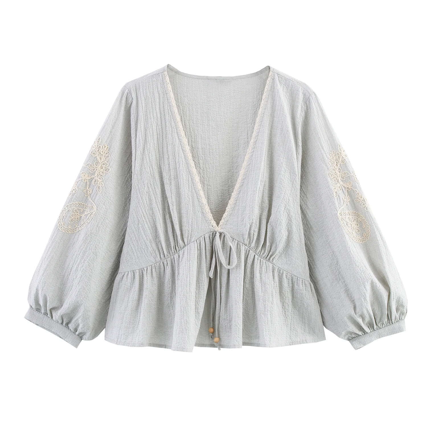 Jastie New 2025 Women Lace Trim Embroidery Blouse Vintage Puff Sleeve V Neck Casual Summer Tops Streetwear Lady Shirt
Jastie New 2025 Women Lace Trim Embroidery Blouse Vintage Puff Sleeve V Neck Casual Summer Tops Streetwear Lady Shirt