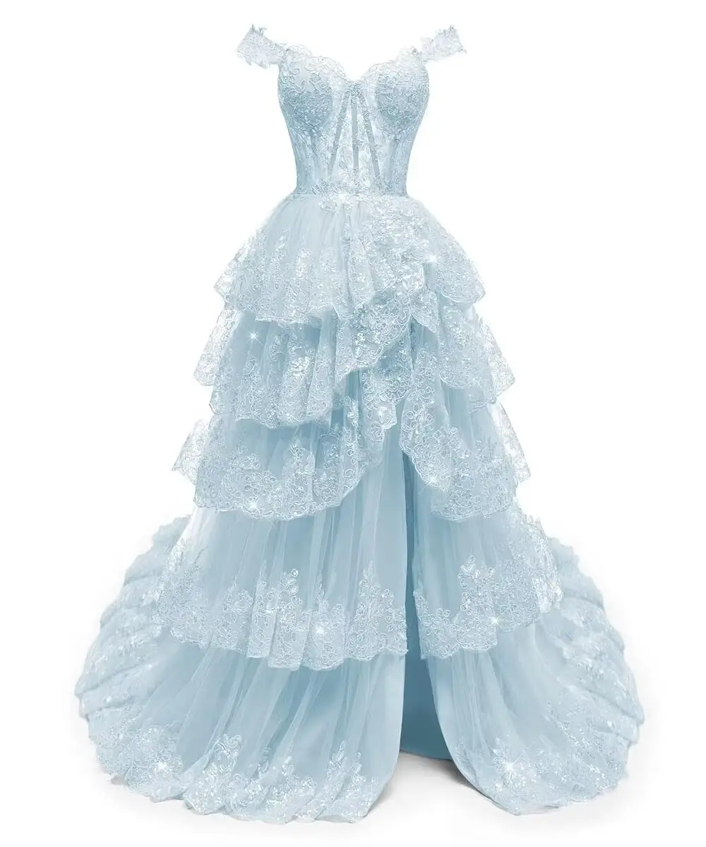 Elegance Lace Prom Dress Sweetheart Off the Shoulder Tulle Long Dress with Slit Sparkly Sequins Tiered Formal Party Gowns
Elegance Lace Prom Dress Sweetheart Off the Shoulder Tulle Long Dress with Slit Sparkly Sequins Tiered Formal Party Gowns