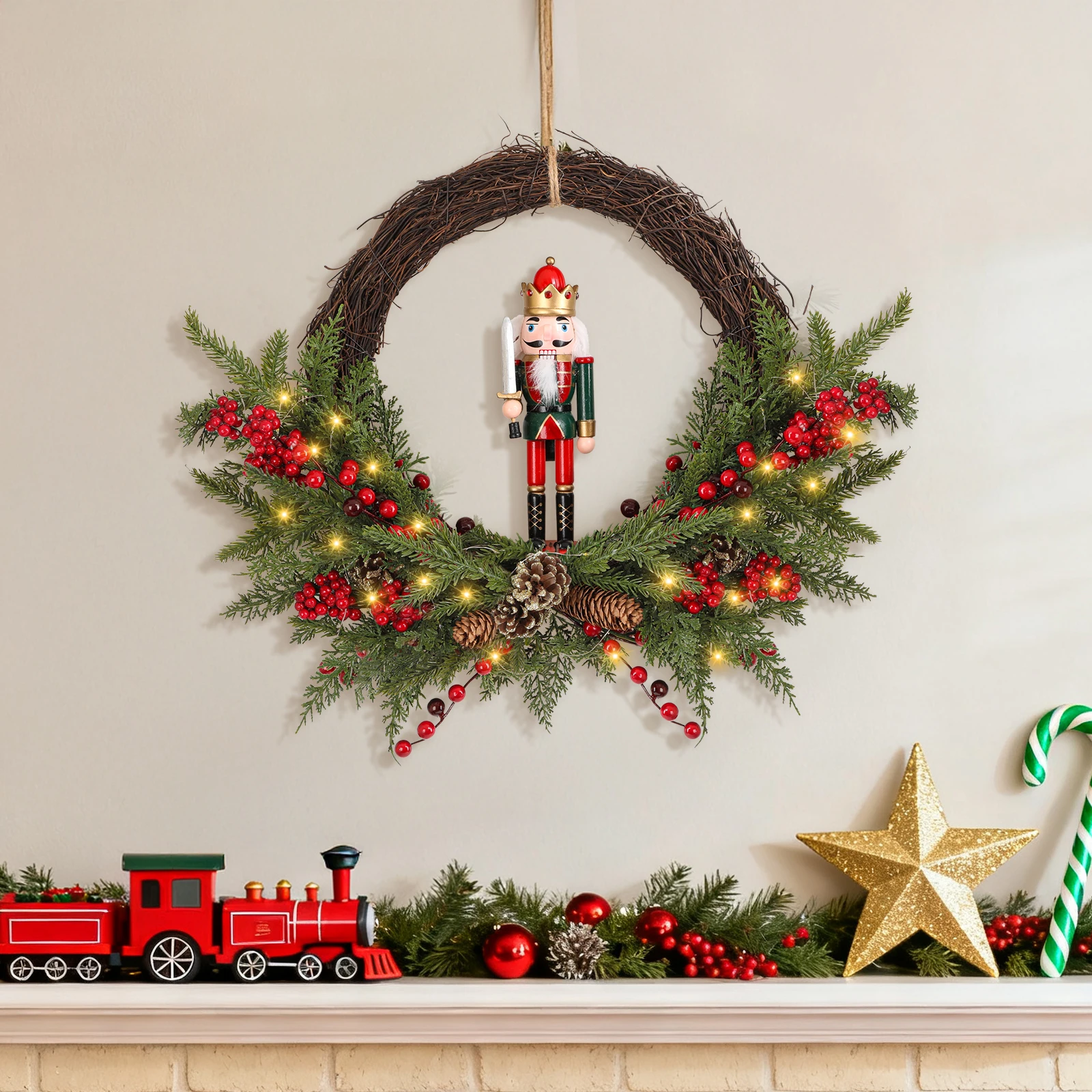 Festive Christmas Wreath with Lights Perfect Holiday Gift Idea 24" Battery-Operated Nutcracker Berry Wreath for Home & Door Dec
Festive Christmas Wreath with Lights Perfect Holiday Gift Idea 24" Battery-Operated Nutcracker Berry Wreath for Home & Door Dec
