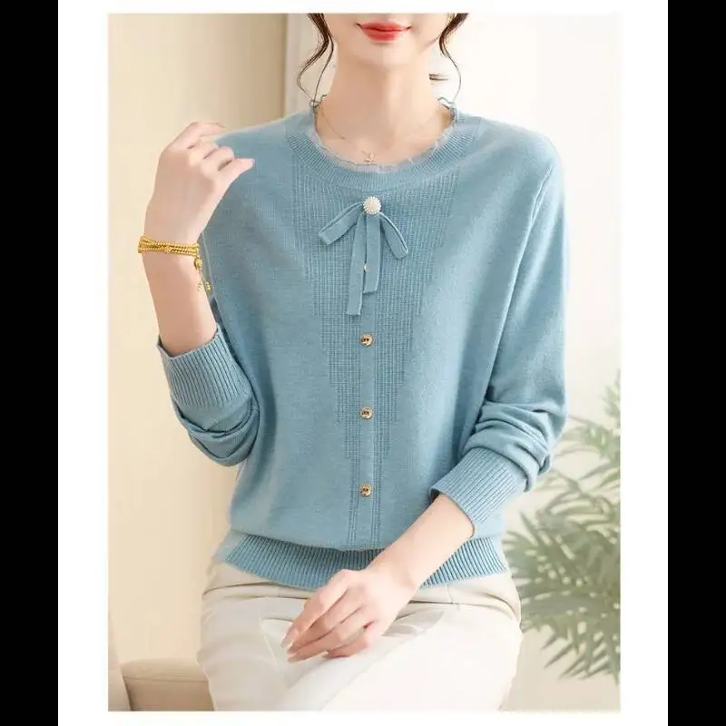 Новый китайский вязаный свитер с круглым вырезом, свободный однотонный пуловер с длинными рукавами, топ 
Новый китайский вязаный свитер с круглым вырезом, свободный однотонный пуловер с длинными рукавами, топ