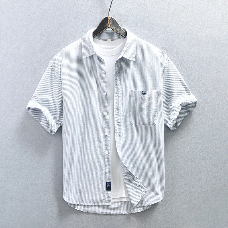 Handsome Cityboy Vintage Classic Striped 100% Cotton Shirts for Men Summer Half Sleeve Casual Workwear 24SS Y2k Youth Male Tops
Handsome Cityboy Vintage Classic Striped 100% Cotton Shirts for Men Summer Half Sleeve Casual Workwear 24SS Y2k Youth Male Tops