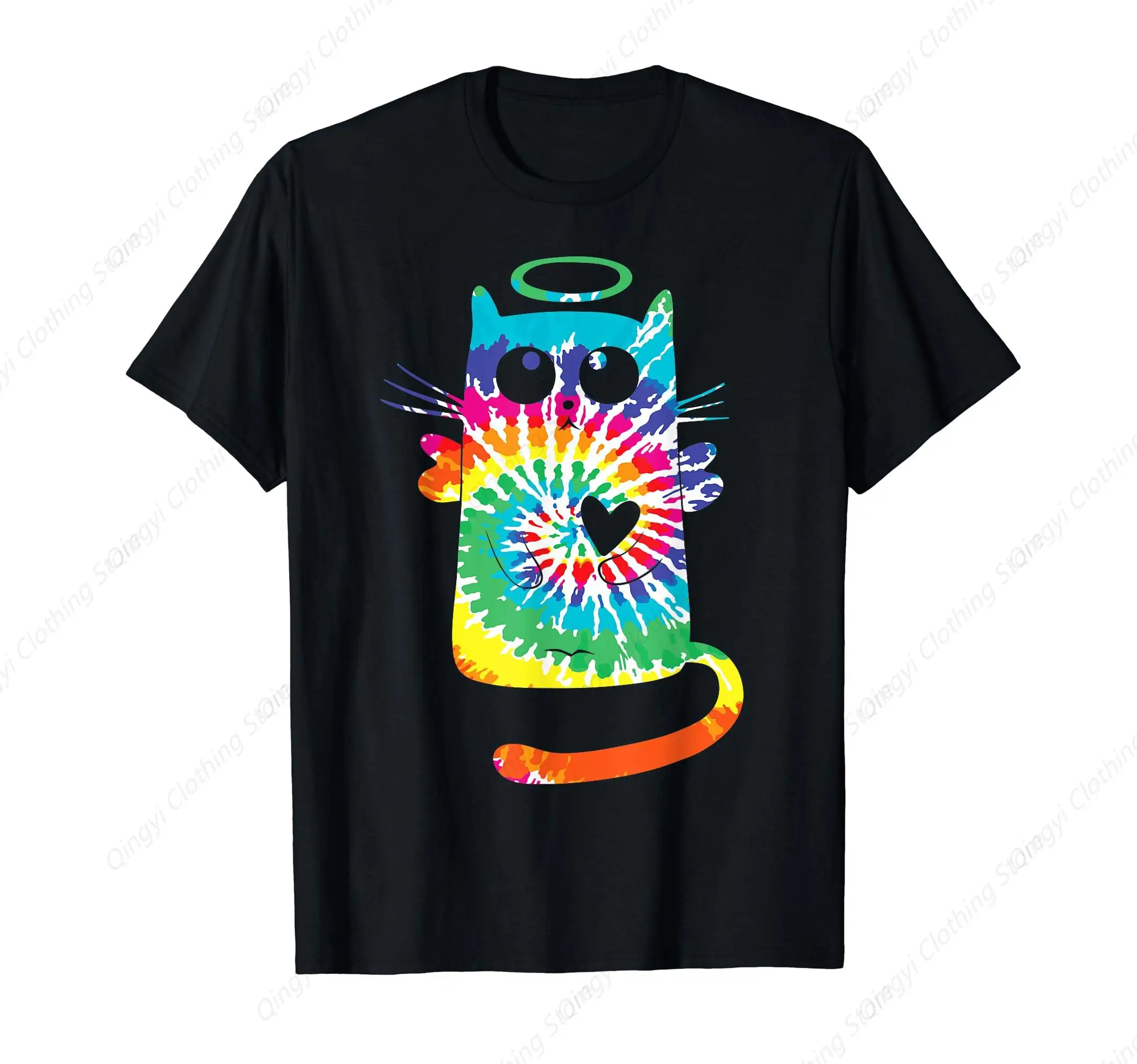 Fun Cat Hippie Rainbow Tie Dye Angel Cat with Heart and Halo T-Shirt
Fun Cat Hippie Rainbow Tie Dye Angel Cat with Heart and Halo T-Shirt