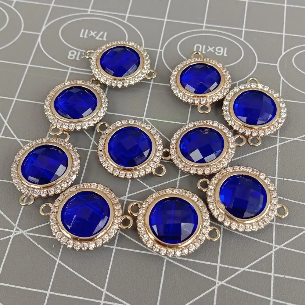 10pcs Blue Glass Coin Shape Pendant Charms Connector CZ Paved For Necklace Bracelet Earrings Jewelry Making DIY
10pcs Blue Glass Coin Shape Pendant Charms Connector CZ Paved For Necklace Bracelet Earrings Jewelry Making DIY