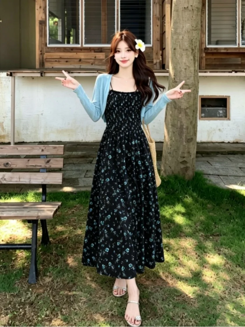 plus Size Summer New Style Sun Protection Floral Halter Dress Cardigan Set Women's Korean Style Slimming High Waist A-Line Skirt
plus Size Summer New Style Sun Protection Floral Halter Dress Cardigan Set Women's Korean Style Slimming High Waist A-Line Skirt