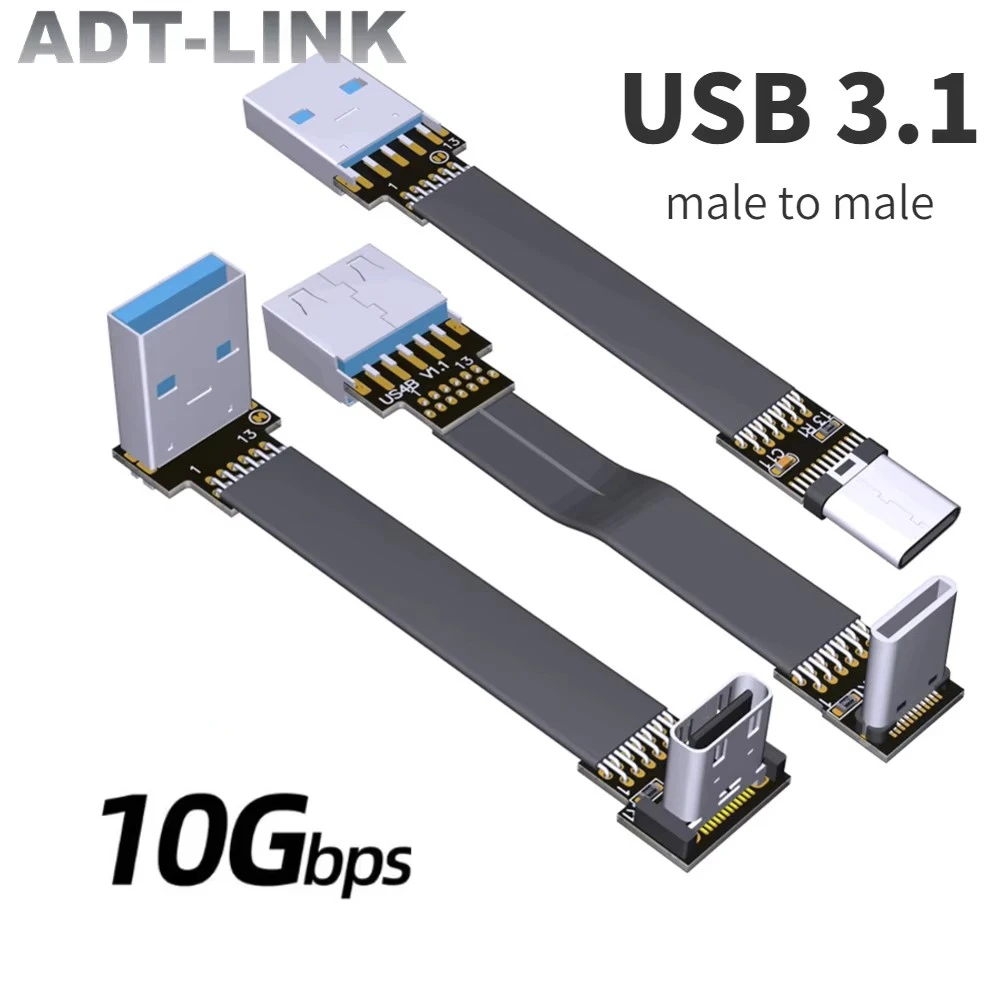 10Gbps USB 3.1 Type A to USB 3.1 Type C Male to Male Flat Cable 90 Angle Type C to A FPC FPV Extension Cable Adapter Cord 5cm-3m
10Gbps USB 3.1 Type A to USB 3.1 Type C Male to Male Flat Cable 90 Angle Type C to A FPC FPV Extension Cable Adapter Cord 5cm-3m
