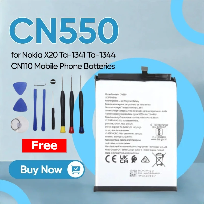 New 3.85V 4900mAh Battery Replacement for Nokia C31 CN550 for Nokia X20 Ta-1341 Ta-1344 CN110 Mobile Phone Batteries
New 3.85V 4900mAh Battery Replacement for Nokia C31 CN550 for Nokia X20 Ta-1341 Ta-1344 CN110 Mobile Phone Batteries