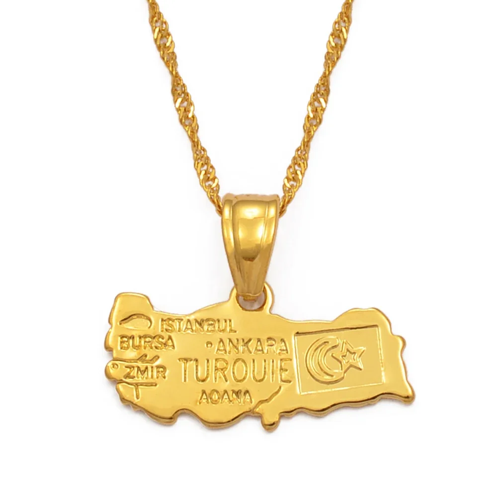 Anniyo TUROUIE / Turkey map pendant & necklace chain women turkish flag Gold Color Jewelry Turkiye Cumhuriyeti for Girl @007210 
Anniyo TUROUIE / Turkey map pendant & necklace chain women turkish flag Gold Color Jewelry Turkiye Cumhuriyeti for Girl @007210