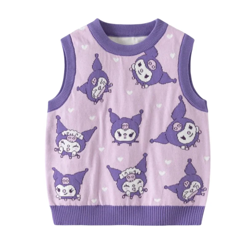 New cute Sanrio Kuromi girls knitted vest spring and autumn baby cartoon double layer cotton sweater vest children's clothing
New cute Sanrio Kuromi girls knitted vest spring and autumn baby cartoon double layer cotton sweater vest children's clothing