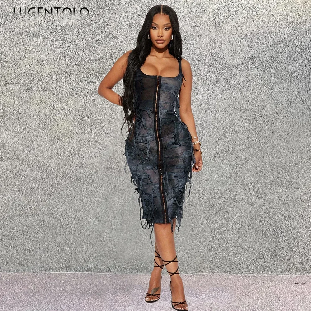 Women Sexy New Dress Tassel Elasticity Summer Sleeveless Tie-dye Female Party Single Breasted Fashion Long Clothing
Women Sexy New Dress Tassel Elasticity Summer Sleeveless Tie-dye Female Party Single Breasted Fashion Long Clothing