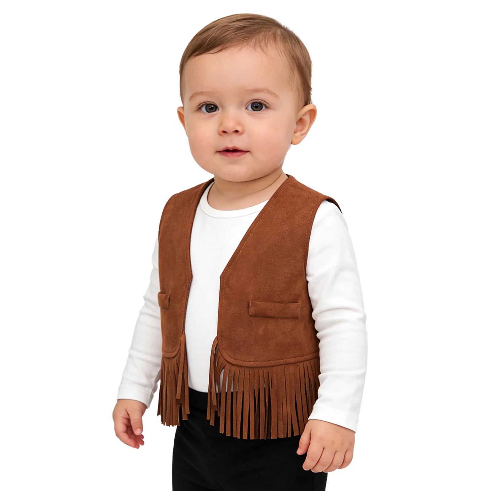 Boys Girls Cowboy Suede Vest Open Front Fringe Tassels Dress-up Cowboy Waistcoat for Halloween Cosplay Costume Carnival Dress Up
Boys Girls Cowboy Suede Vest Open Front Fringe Tassels Dress-up Cowboy Waistcoat for Halloween Cosplay Costume Carnival Dress Up