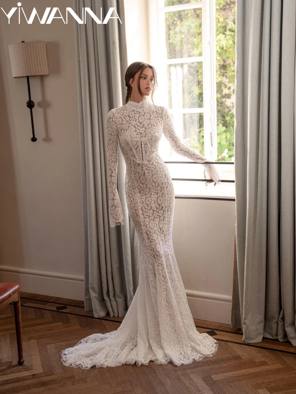 Floral Lace Wedding Dress Elegant High Collar Mermaid Long Bridal Gown New Customized Dreamy Backless Dresses For Bride
Floral Lace Wedding Dress Elegant High Collar Mermaid Long Bridal Gown New Customized Dreamy Backless Dresses For Bride