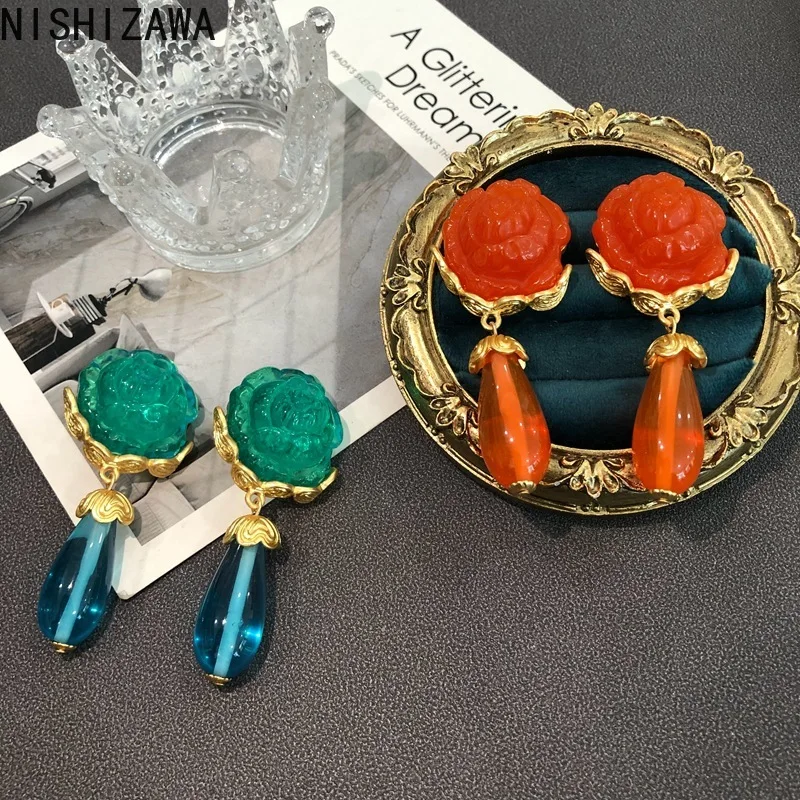 NISHIZAWA Jelly Color Flowers Earrings for Women Water Drop Palace Style Vintage Jewelry Elegant Fashion Aretes De Mujer 
NISHIZAWA Jelly Color Flowers Earrings for Women Water Drop Palace Style Vintage Jewelry Elegant Fashion Aretes De Mujer