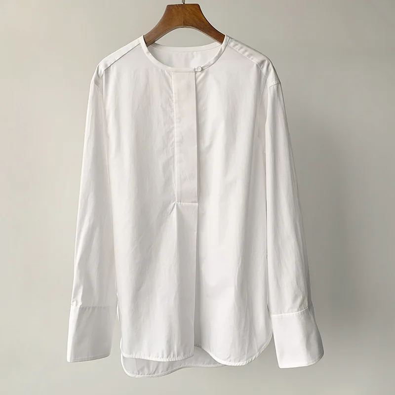 2025 Spring/Summer High Slit Tie-Up Mid-Length White Shirt Button-Up Round Neck Shirt
2025 Spring/Summer High Slit Tie-Up Mid-Length White Shirt Button-Up Round Neck Shirt