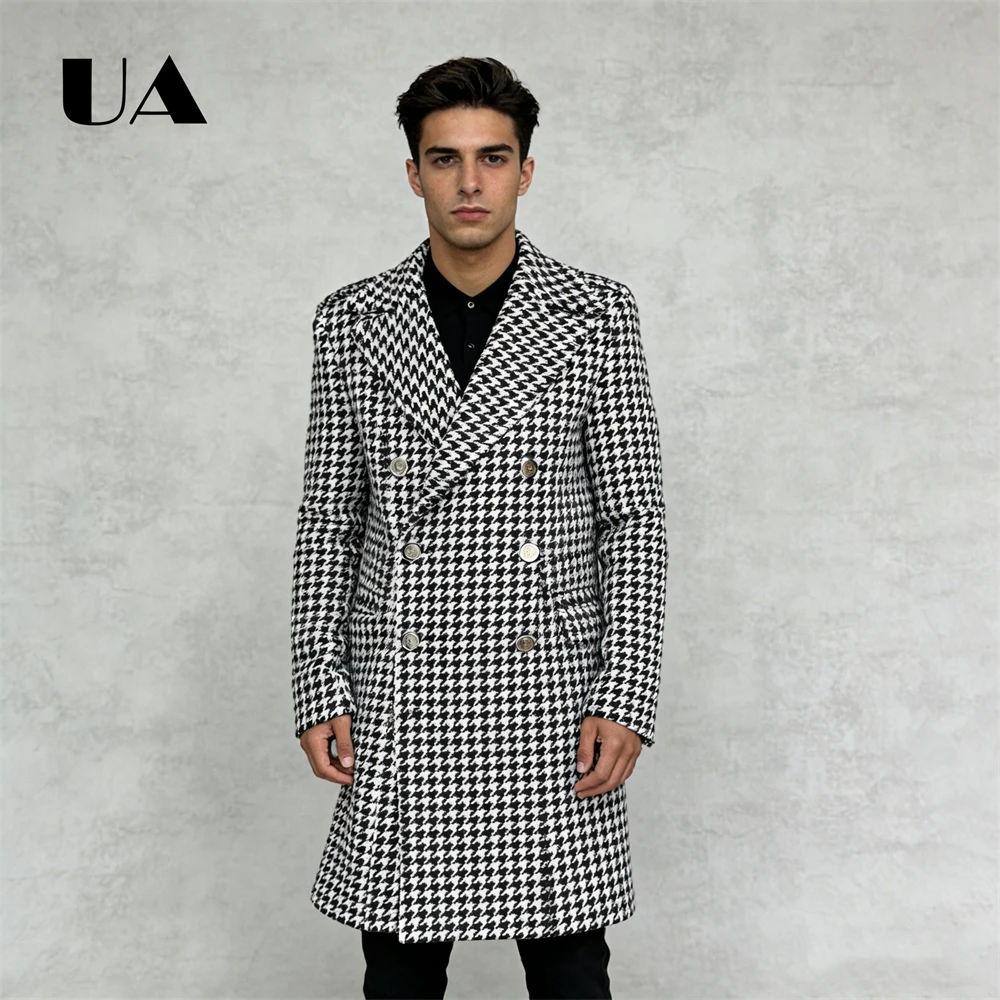 ULBYANRY Men's Fashion Houndstooth Woolen Coat XS-4XL Double Row Long Suit Jacket Autumn & Winter Chic Wear for Men
ULBYANRY Men's Fashion Houndstooth Woolen Coat XS-4XL Double Row Long Suit Jacket Autumn & Winter Chic Wear for Men
