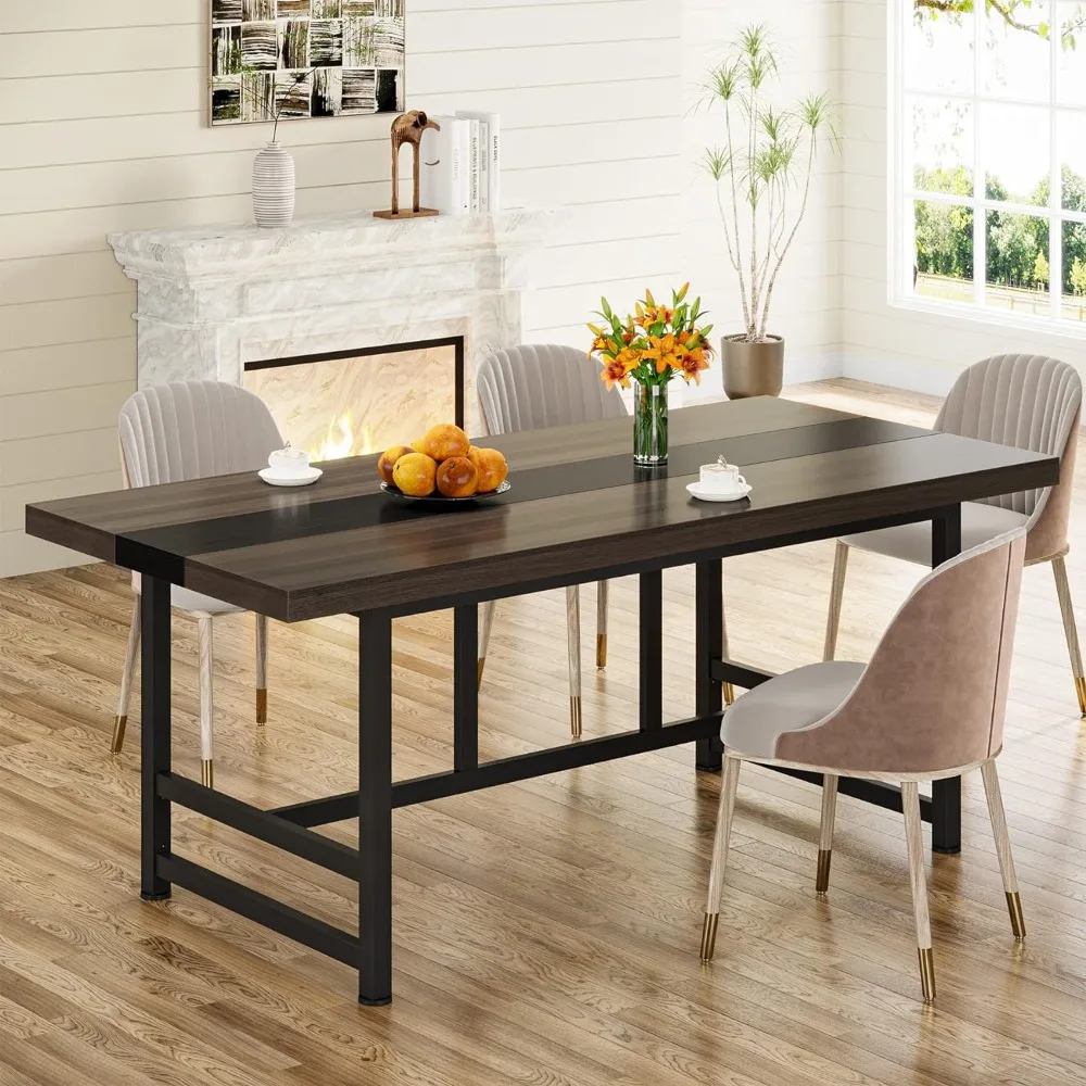 Dinning Table for 6 People, 70 inches Home & Kitchen Table, Wood Large Dinning Room Table with Metal Frame for Family Gathering
Dinning Table for 6 People, 70 inches Home & Kitchen Table, Wood Large Dinning Room Table with Metal Frame for Family Gathering
