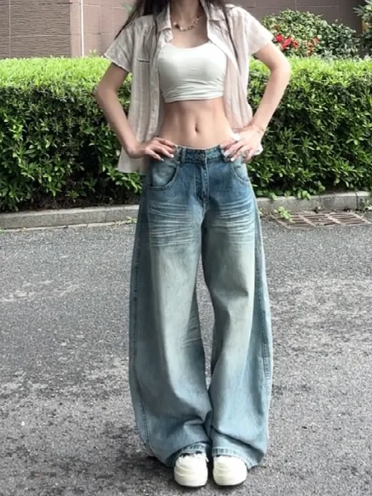Retro American Washed Pattern Wide Leg Jeans Women Summer Design Embroidery Loose Floor-Length Pants High Waist Denim
Retro American Washed Pattern Wide Leg Jeans Women Summer Design Embroidery Loose Floor-Length Pants High Waist Denim