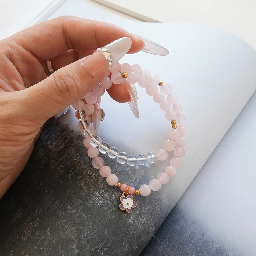 Ladies Double Circle Pink Natural Stone Bracelet, Girls' Flower Lucky Jewelry, Fashion Jewelry.
Ladies Double Circle Pink Natural Stone Bracelet, Girls' Flower Lucky Jewelry, Fashion Jewelry.