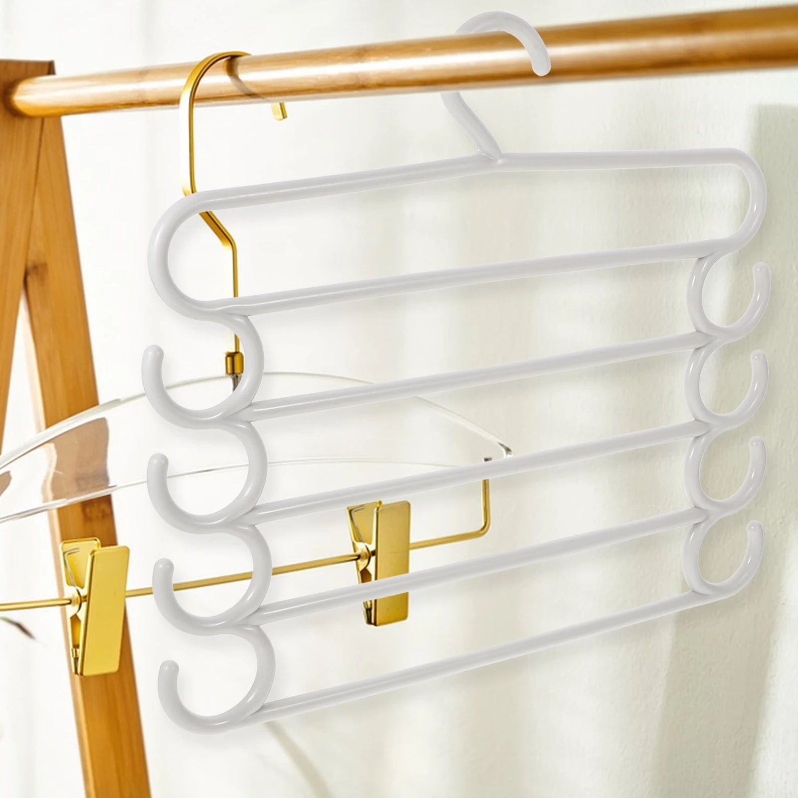 5 Pcs Multi Function Clothes Hangers Space Saving Wardrobe ganizer PP Material Pants Scarf Tie Belt Storage Hanger for Small
5 Pcs Multi Function Clothes Hangers Space Saving Wardrobe ganizer PP Material Pants Scarf Tie Belt Storage Hanger for Small
