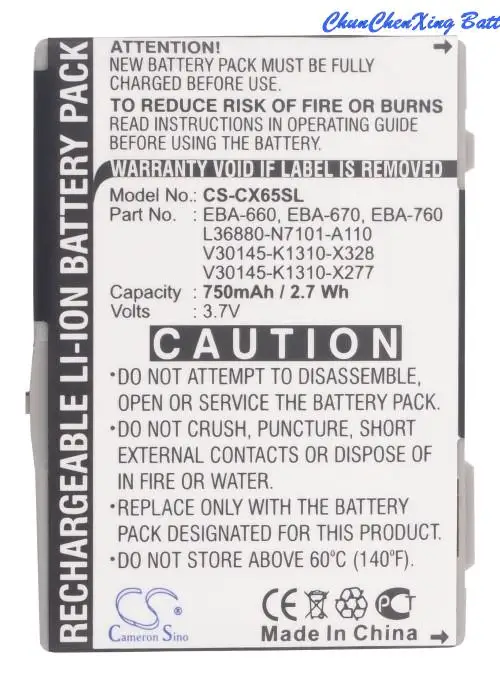 750mAh Battery EBA-760,EBA-770 for Siemens CF75,CFX65,CT66,CT72,CT75,CTX65,CV65,CV72,CV75,CX65,CX66,CX70,CX75,CXI65
750mAh Battery EBA-760,EBA-770 for Siemens CF75,CFX65,CT66,CT72,CT75,CTX65,CV65,CV72,CV75,CX65,CX66,CX70,CX75,CXI65