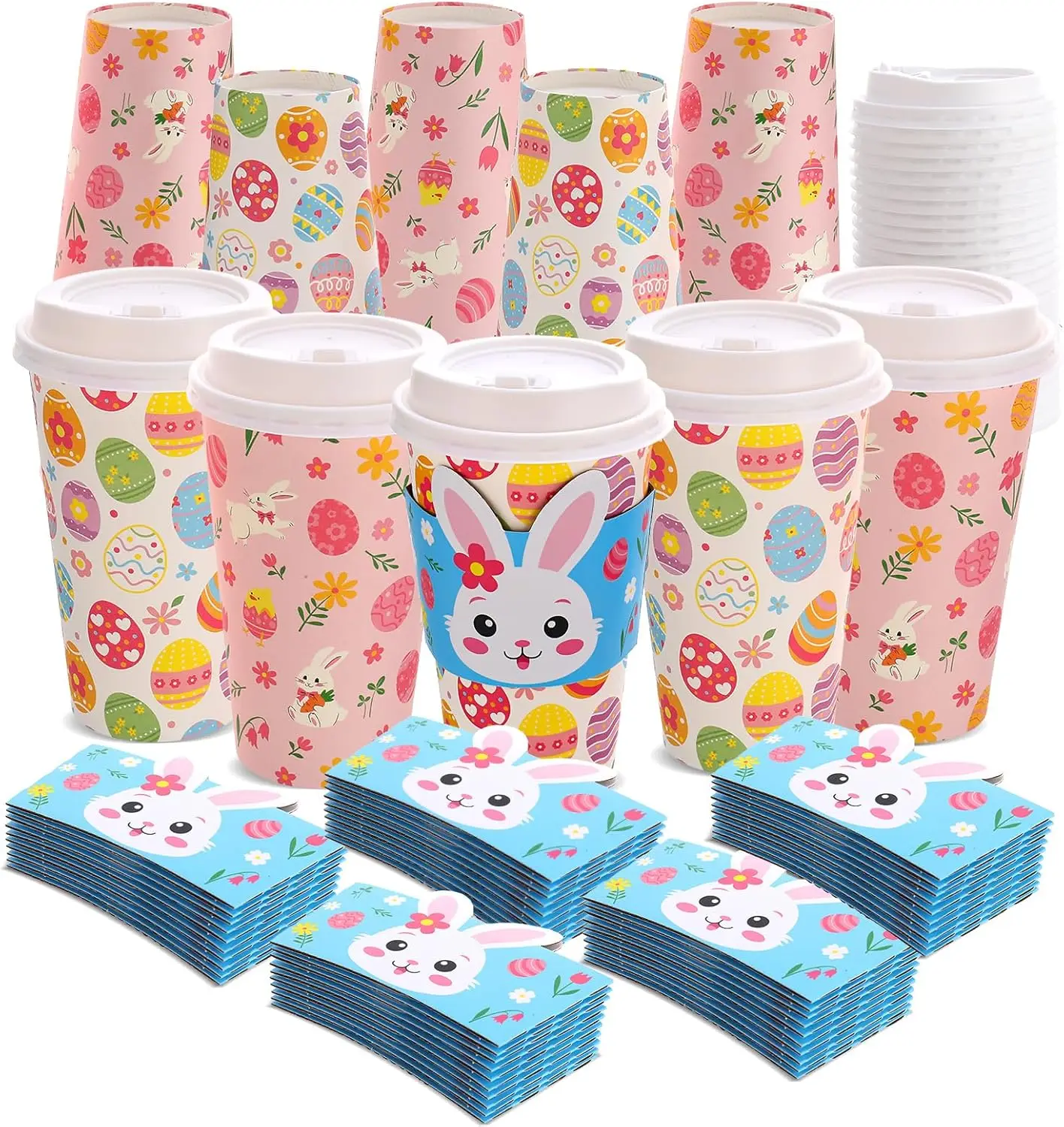 50 Pack Easter Disposable Coffee Cups 16 oz with Lids and Sleeves Colorful Bunny Egg Paper Pastel Drinking Cups for East
50 Pack Easter Disposable Coffee Cups 16 oz with Lids and Sleeves Colorful Bunny Egg Paper Pastel Drinking Cups for East