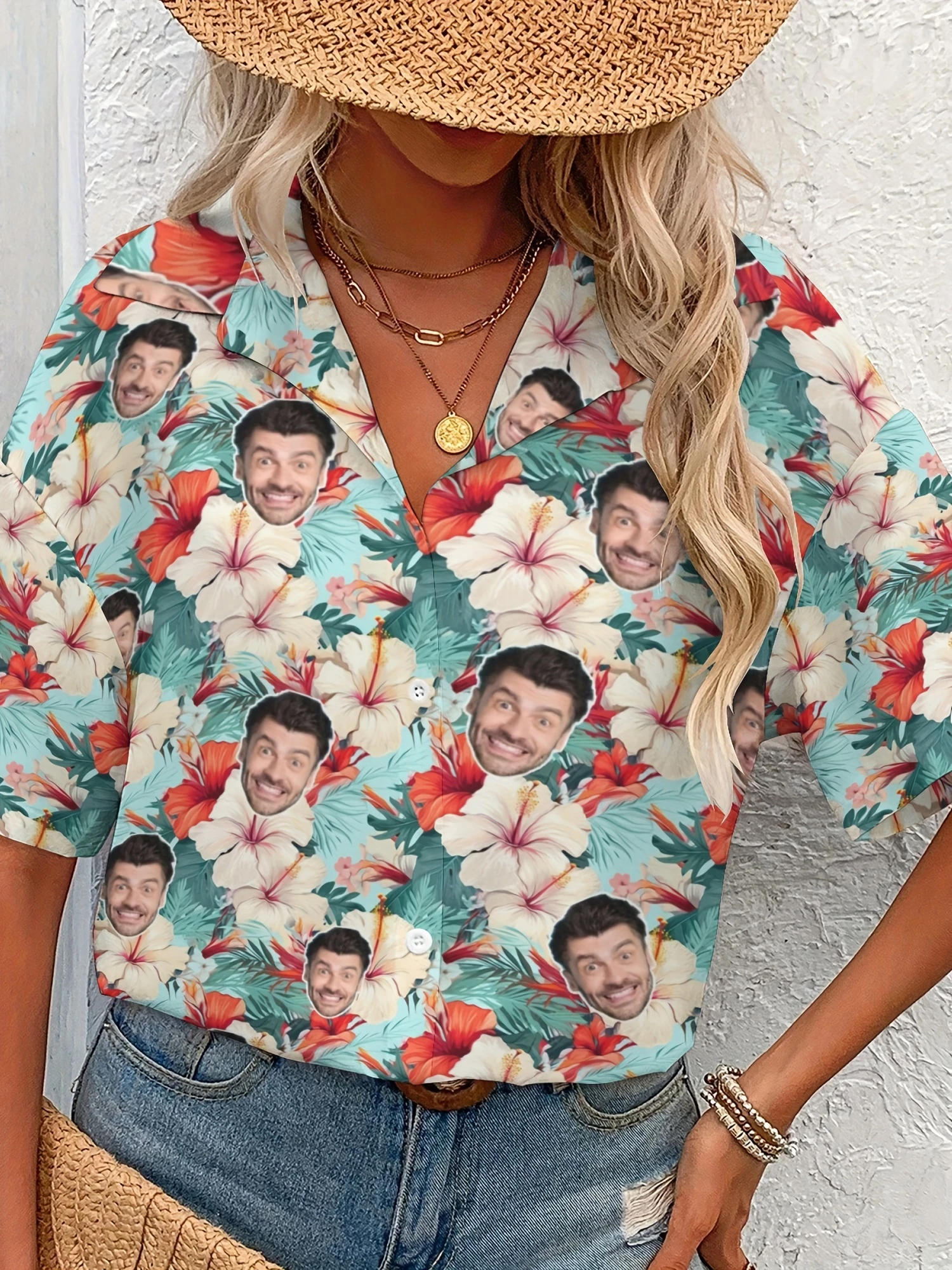 Custom Face Hawaiian Shirt Personalized Photo Tropical Floral Aloha Shirt Casual Short Sleeve Beach Blouse For Beach Party Gift
Custom Face Hawaiian Shirt Personalized Photo Tropical Floral Aloha Shirt Casual Short Sleeve Beach Blouse For Beach Party Gift