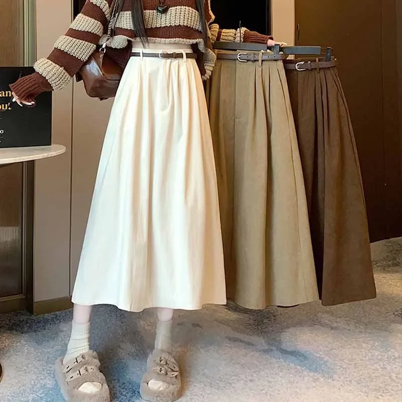 Vintage Corduroy Skirts Female Korean Fashion High Waist Long Skirt Woman 2024 Fall Elegant Streetwear A Line Pleated Skirt
Vintage Corduroy Skirts Female Korean Fashion High Waist Long Skirt Woman 2024 Fall Elegant Streetwear A Line Pleated Skirt