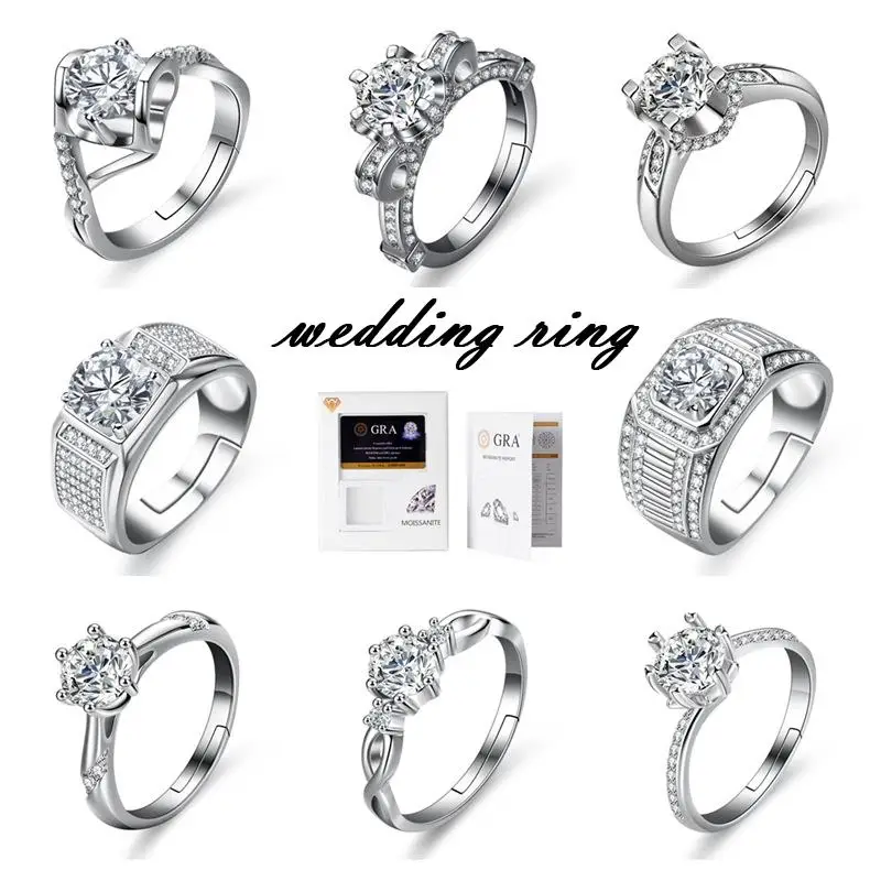 HOYON 925 Sterling Silver 100% moissanite D-color Women's Diamond Ring Engagement Jewelry Gift Couple 2 Carat Men's Diamond Ring
HOYON 925 Sterling Silver 100% moissanite D-color Women's Diamond Ring Engagement Jewelry Gift Couple 2 Carat Men's Diamond Ring
