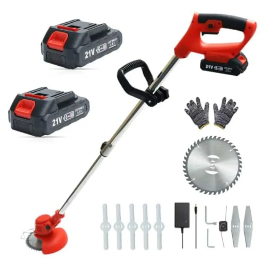 Cordless Weed Wacker for outdoor lawn care, lightweight electric grass trimmer with ABS plastic body, red color, 2-battery incl
Cordless Weed Wacker for outdoor lawn care, lightweight electric grass trimmer with ABS plastic body, red color, 2-battery incl