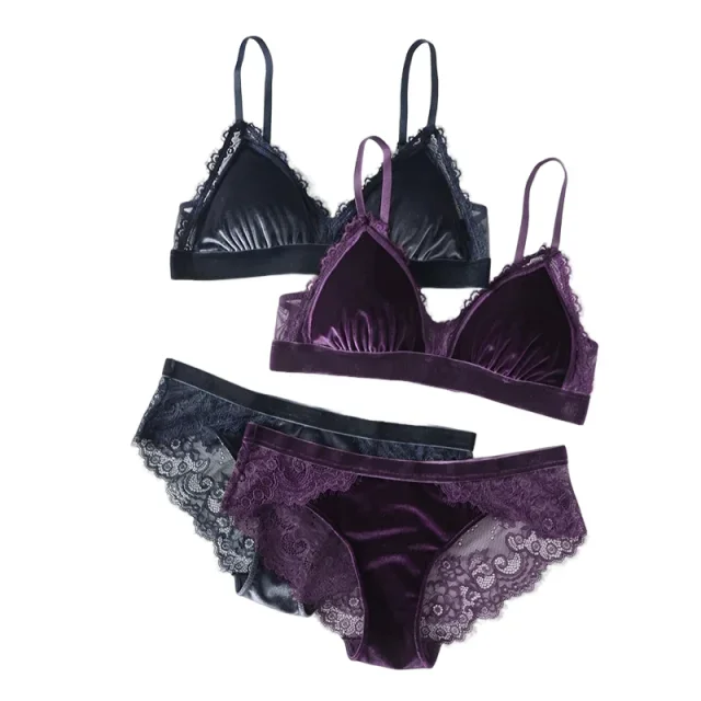 KUCLUT new 5 colors velvet thin bra with pad and transparent panties sets adjustable Bralette underwear women sexy sleepwear
KUCLUT new 5 colors velvet thin bra with pad and transparent panties sets adjustable Bralette underwear women sexy sleepwear