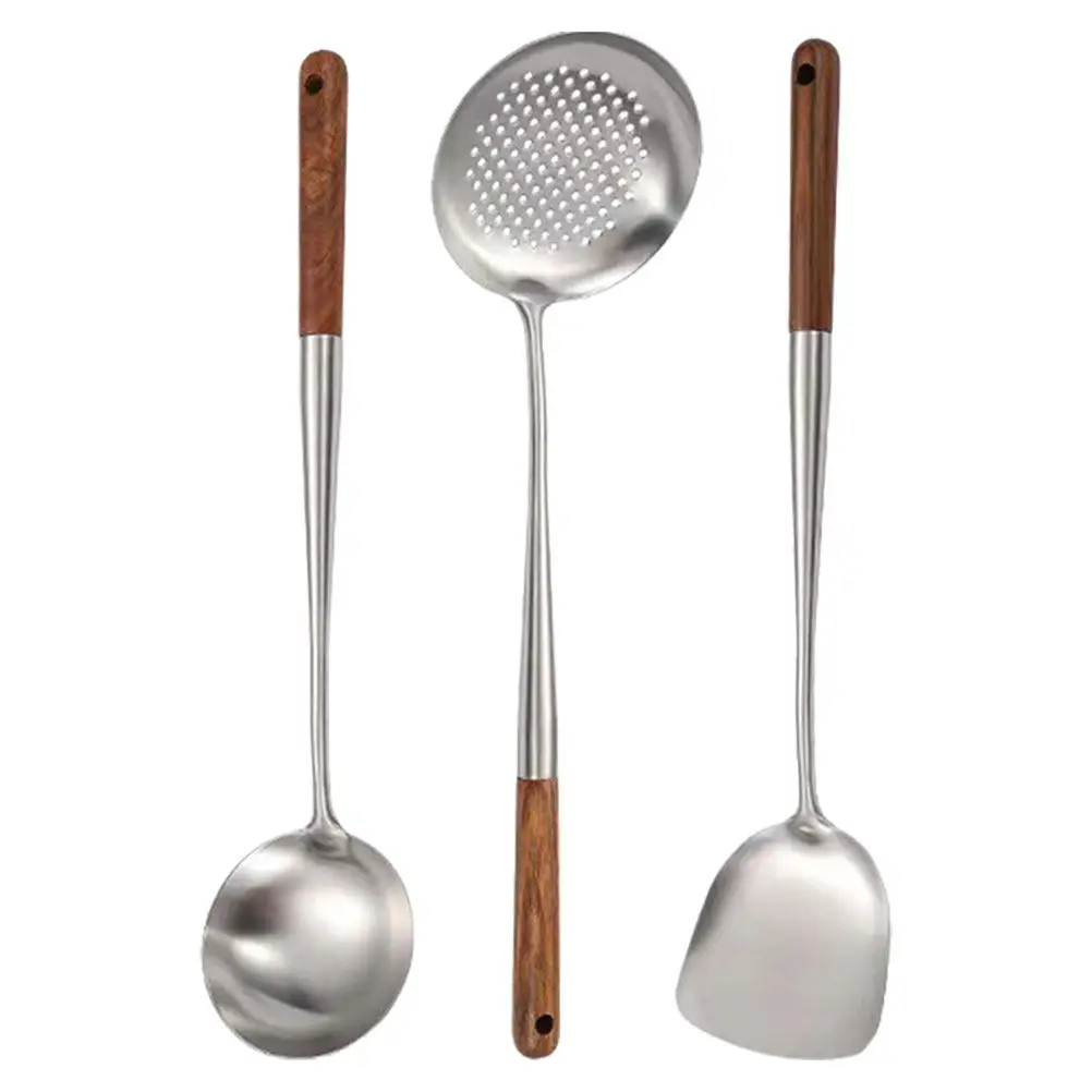 3Pcs Kitchen Wok Ladle Spatula Set Stainless Steel Long Wooden Handle Cooking Utensils Stir Fry Skimmer Serving Soup
3Pcs Kitchen Wok Ladle Spatula Set Stainless Steel Long Wooden Handle Cooking Utensils Stir Fry Skimmer Serving Soup
