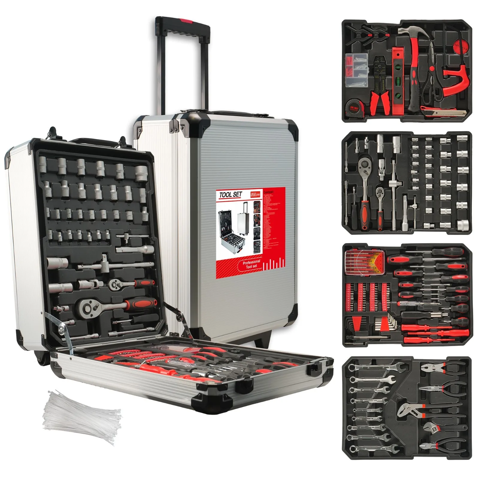 Tool Box with Tools 515 pcs Household Tool Set with Aluminum Trolley Case
Tool Box with Tools 515 pcs Household Tool Set with Aluminum Trolley Case