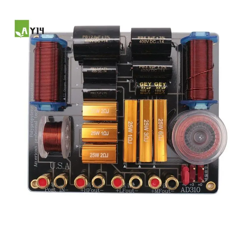 AY14 -Three-Way 450W Professional Speaker High Power Splitter 750Hz/5000Hz Stage Home Theater 3-Unit Audio Crossover Filter
AY14 -Three-Way 450W Professional Speaker High Power Splitter 750Hz/5000Hz Stage Home Theater 3-Unit Audio Crossover Filter