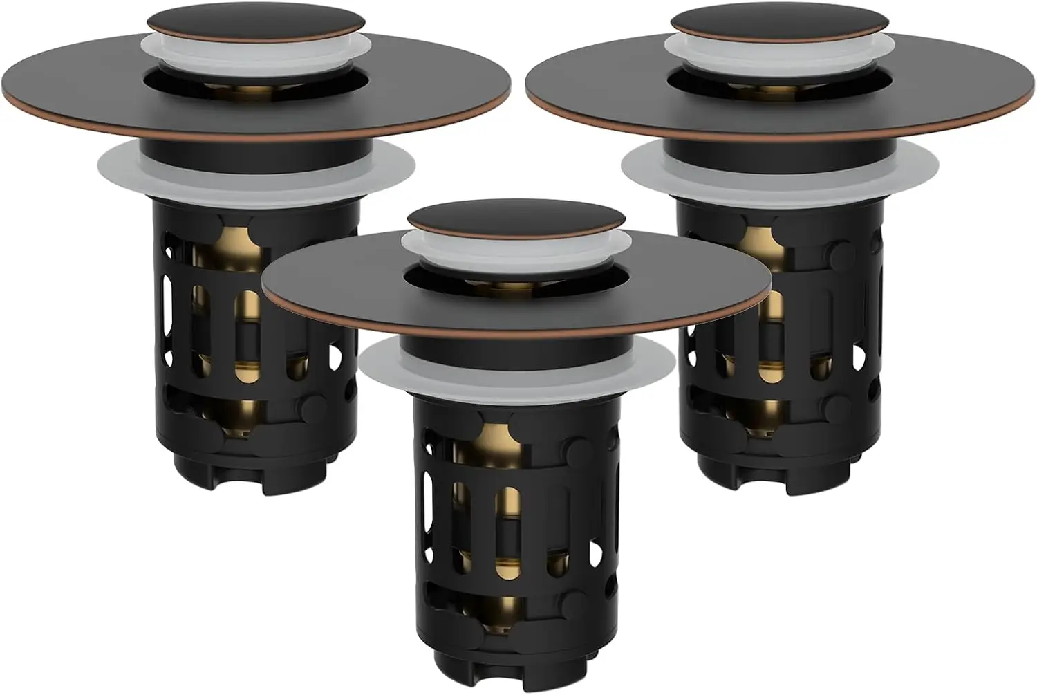 3 Pack Upgraded 3 in 1 Bathroom Sink Drain Strainer, Universal Pop Up Stopper with Removable Stainless Steel Filter Basket Hair
3 Pack Upgraded 3 in 1 Bathroom Sink Drain Strainer, Universal Pop Up Stopper with Removable Stainless Steel Filter Basket Hair